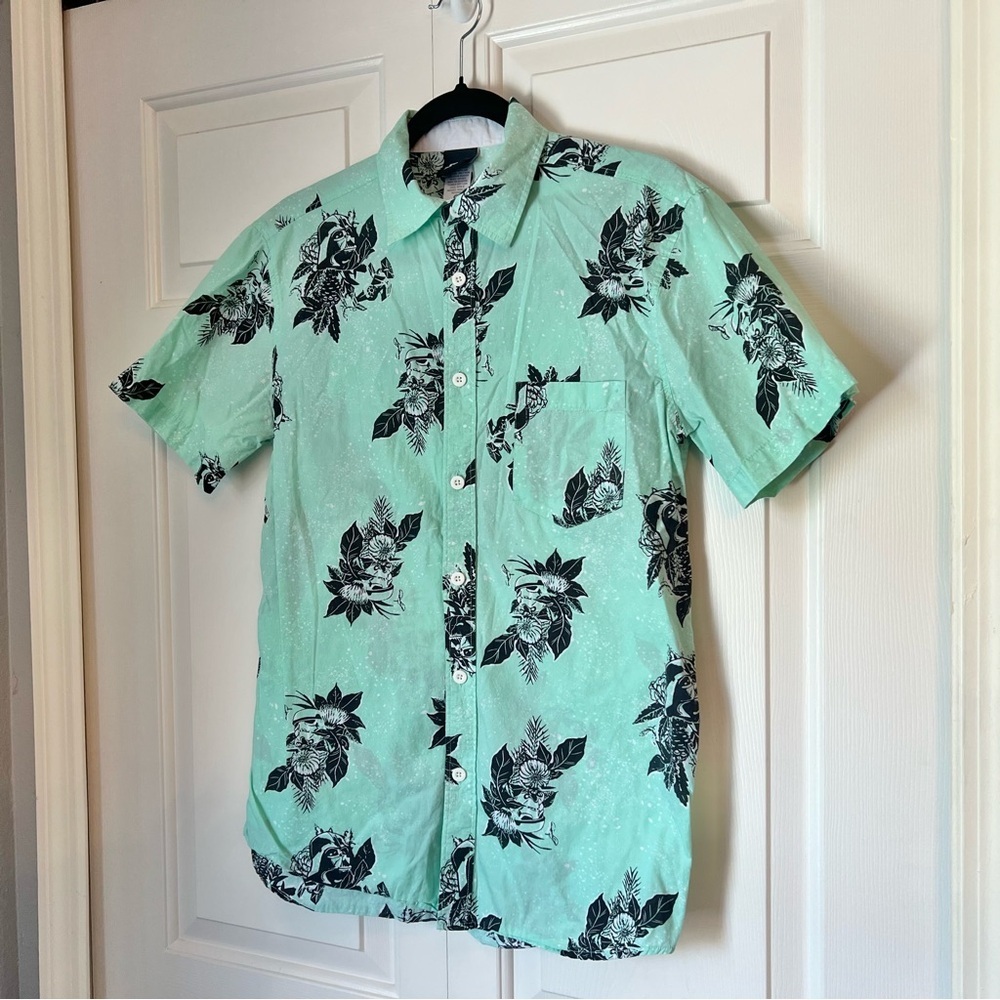Star Wars Mens Hawaiian Shirt Mint Green Floral Size Small Stormtroopers Darth - Picture 3 of 9